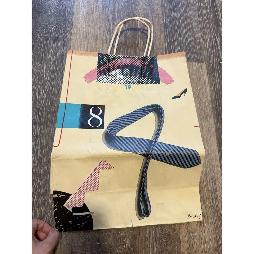 Set Of Vintage Bloomingdales Shopping Bag, 1984, Gene Grey, Clothes Tie Necklace